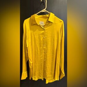 Chaser Silky Button Golden Yellow Dress Shirt S NWT